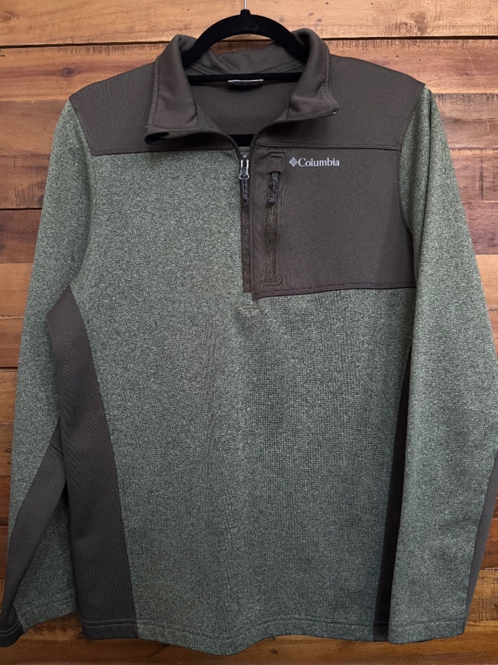 Columbia Men's Two-Tone Green/Brown Quarter-Zip Jacket, Size S
